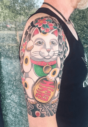 Done by Bram Koenen - Resident Artist.                          #tat #tatt #tattoo #tattoos #amazingtattoo #ink #inked #inkedup #amazingink #japanese #japanesetattoo #kitten #cat #arm #armtattoo #sleeve #inklovers #tattoolovers #artlovers #art #culemborg #netherlands