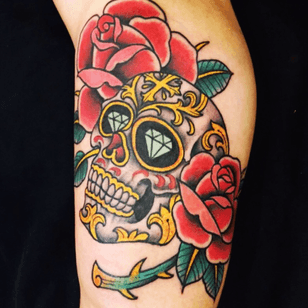 Skull Candy Tatttoo #skull #skullcandy #rose #roses #braziliantattoo 