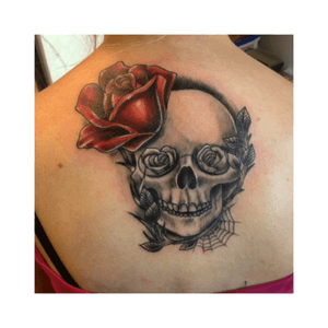 #skull #rose #tattoo #colourtattoo #backtattoo #firsttattoo 
