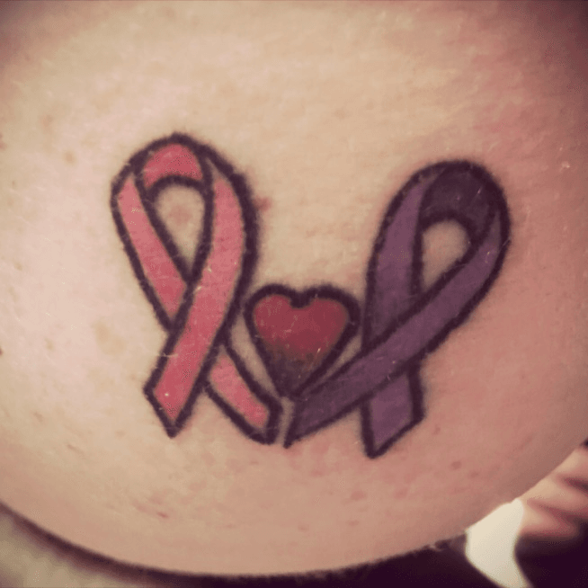 Cancer ribbon and heart combination by Fernando at 5th Estate in Gilbert  AZ  rtattoos