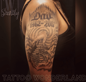 In memory of #dad #rip @sandydex_tattoos @tattoowonderland #youbelongattattoowonderland #tattoowonderland #brooklyn #brooklyntattooshop #bensonhurst #midwood #gravesend #newyork #newyorkcity #nyc #tattooshop #tattoostudio #tattooparlor #tattooparlour #customtattoo #brooklyntattooartist #tattoo #tattoos #inthearmsofanangel #goinghome 
