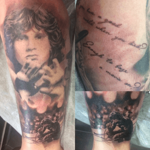 Jim Morrison by Jarrad Johl https://www.facebook.com/TattoosandartbyJarrad  #inked #inkedup  #inkedgirl #tattooedprincess  #inked4life #tattooedgirlsofinstagram #needanothertattoo #tattooedandproud #mybloodcolourisink #blackandgrey #realisim #27club #JimMorrison #thedoors 