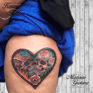Candy skulls tattoo, tatuaje de calaveras de azucar. #tattoo #tatuaje #cdmx #mexico #karmatattoomx #marianagroning #watercolor #acuarela #tradi #traditional #skull #sugarskull #craneo #calavera #calaveradeazucar #tradicional #tatuajetraficional #amazing #madeinmexico 
