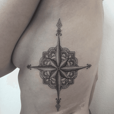 #compass #compasstattoo #boussoletattoo #boussole #rosedesvents #dot #dots #dotwork #dottattoo #dotworktattoo #dotworkers #mandalatattoo #stipple #stippletattoo #sidetattoo #girltattoo #lespetitspointsdefanny #tattoolausanne 