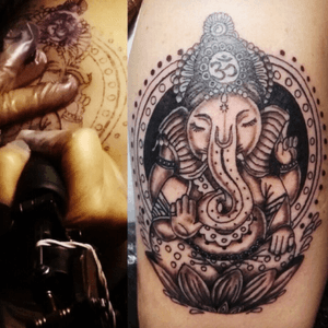 Ganesh on my arm, doing by TATUARTE RANCAGUA