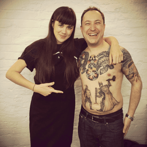 The very talented Tanya DSM who works at the brilliant studio AKA Berlin, in Germany. She did the black and grey on my stomach...