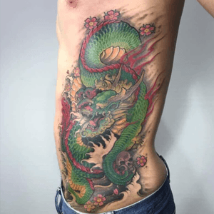 Custom Oriental Dragon tattoo done by Yang Lee Tattoo in Malaysia. Very unique style. #japanesetattoo #orientaltattoo #dragontattoo #japanesedragon #japanese #dragon #oriental 