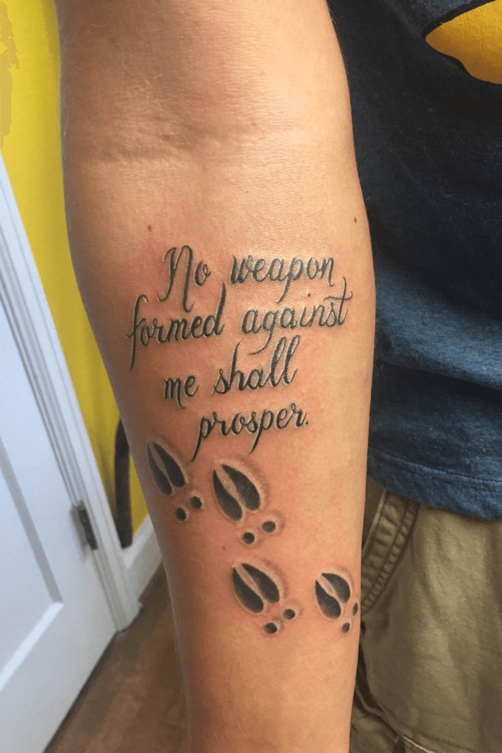No Weapon Formed Against Me Shall Prosper Isaiah 5417  tattoo script  download free scetch