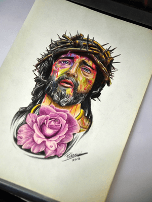 #tattoosketch #jesus #colorpencil #gardenofstone #sketchbook 