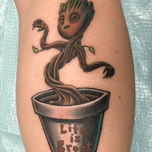 Custom baby #Groot calf piece, I made for a client. #ImGroot #IAmGroot #guardiansofthegalaxy #color 