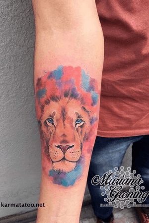 Watercolor lion tattoo, Tatuaje de leon en acuarela. #tattoooftheday #watercolortattoo #watercolorliontattoo #liontattoo #tatuaje #mexicocity 