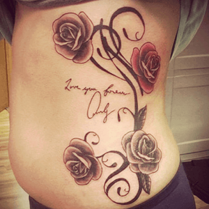 Tattoo for my dad #roses #oneredross #blackgrey #addicted 