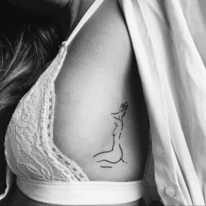Small woman silhouette. Little drawing tattoo