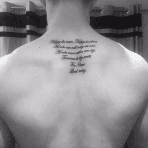 "Happy the man, Happy he alone, he who can call today his own, he who has lived today, tomorrow do thy worst, for i have lived today" #peom #family #script #firsttattoo cant wait to add too it now!