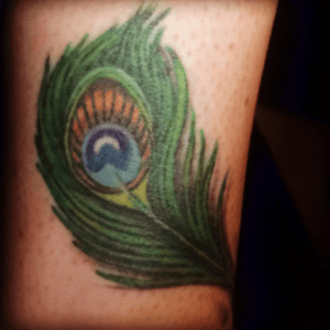 The Tat I got with my mom ❤️ #feather #peacock 