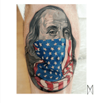 🇺🇸 #EnuaMahuta #tattoocolor #nytattoo #brooklyntattoo #benjaminfranklin #usaflag #portrait 