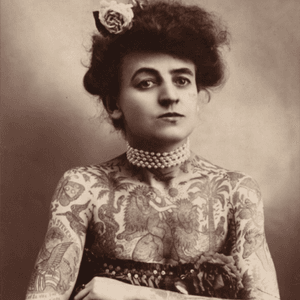 Maud Stevens Wagner, the first known female tattoo artist in the US, 1907. Photograph from the Library of Congress. 