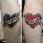 A couple of hearts for Leah and Rhiannon from a while back! #lewishazlewood #lewishazlewoodtattoo #staganddaggertattoo #somerset #uk #traditional #traditionaltattoo #trad #tradtattoo #heart #traditionalheart #traditionalhearttattoo #hearttattoo #loveheart #lovehearttattoo #kansas #kansastattoo #wizardofoz #wizardofoztattoo #colourtattoo #blackandgreytattoo 