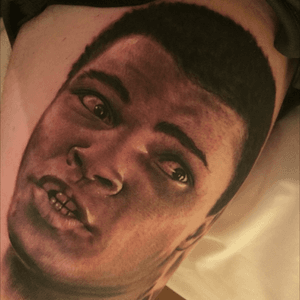 Muhammed Ali tribute by 'Christos Aravanis - Station Tattoo Uk'.  #tribute #blackandgrey #realism #portrait #muhammedali 