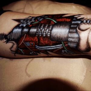 Tattoo uploaded by Charlie • Done with markers on my own arm #experimenting  #effects #rippedskin #3dtattoo #robot • Tattoodo
