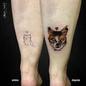 #watercolor #cattattoo #cat #coverup #ChrisSantos #pet #braziliantattooartist 