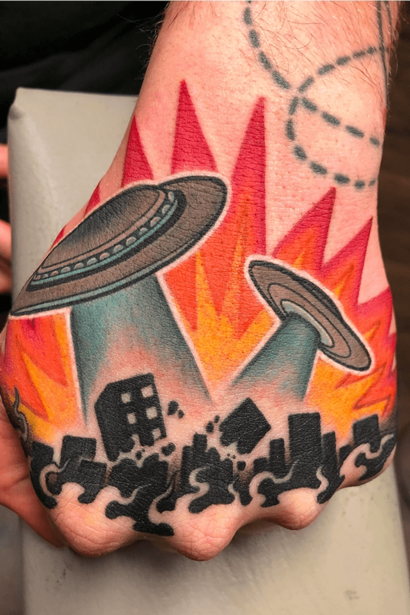Tattoo Uploaded By Zachariah Fincher • Ufo Hand Jammer 🗿 Monolithgtattoos Tattoooftheday 7220
