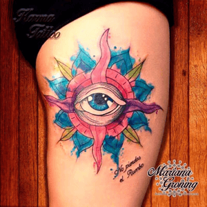Eye compass watercolor tattoo #tattoo #marianagroning #karmatattoo #cdmx #MexicoCity #watercolor #watercolortattoo #watercolortattooartist #eye #compass 