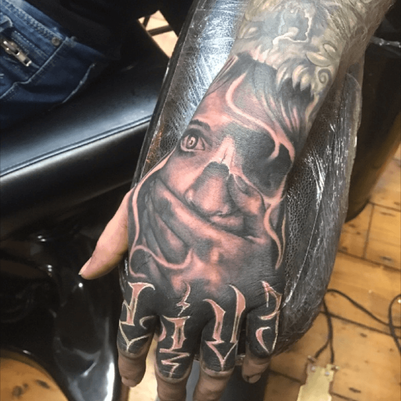 Decaying Skull Hand Tattoo  Skull hand tattoo Hand tattoos for guys Hand  tattoos