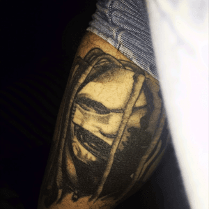 Corey Taylor tattoo I had done a while back by Hans at Inked Up Chester #inkedup #inkedupchester #CoreyTaylor #firstmask #1999 #originalmask #Slipknot #leadsinger #idol #dreadlocks