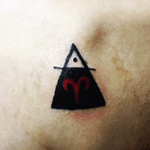 aries birth sign in a triangle. light/dark distinction stands for transcendance and the dot at the top symbolizes understanding #triangle #deep #Aries 