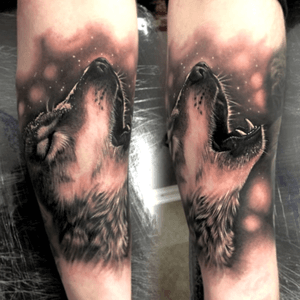 Howling wolf tattoo from this week. One session more to add