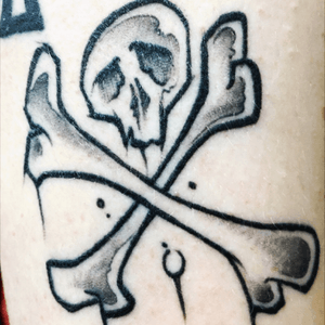 A cool halloween flash piece I got last year. It's one of my favourites to date. By Tama at Phresh Ink tattoos. #halloween #halloweentattoo #skull #skulltattoo #flashtattoo #skullandcrossbones #2016 