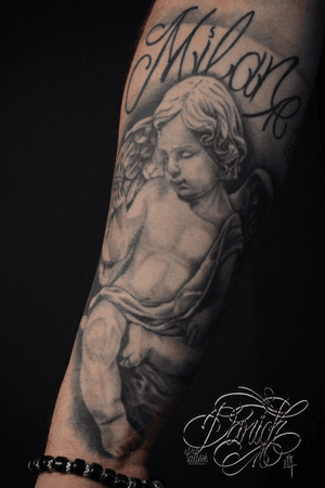 Lil cherub, healed piece darick-tattoos.com #cherub #angel #blackandgrey #realism #art  #tattooartist #healed #ange #tattoo #tatouage #paris #france #tattoolove 