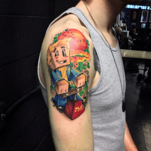 Minecraft/vaultboy #newschool #tattoo #videogames #minecraft #fallout #tnt #tattooartist #frankmiller 
