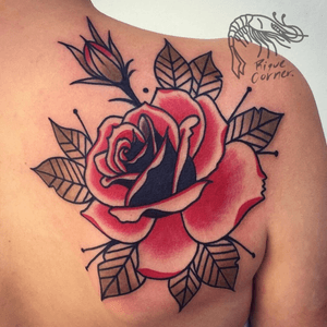 #riquecorner #rose #traditional #flower #tattooartist