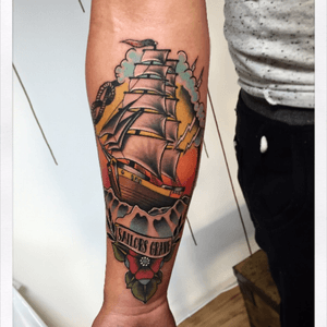 Nautical tatt !! Colors are amazing #worldfamousink#tattoo #ink #tattoodo #inked #nautical #nauticaltattoo #neotrad #neotradsub #neotraditional #neotraditionaltattoo #ship #shiptattoo #malta #themadtattermalta #notjustanytattoostudio 