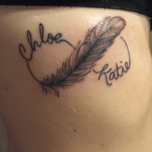 Sarahs 2nd Tattoo #infinity #Katie #Chloe #freehand Done at Hughes Tattoos