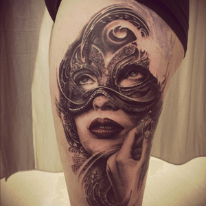 Tattoo in progress by Floyd Varesi #floydvaresi #varrystattoo #tattoo #venicemask #venice #girl #tattoogirl #inkartist #ink #darkskull #swiss #sissach #tattoooftheday #tattoodo #skinartmag #tattooart #surrealismart #swissinkinsta #tattooneeds #cheyennetattooequipment #inkbooster #alphasuperfluid #blackandgrey #darkartists #tattooartist