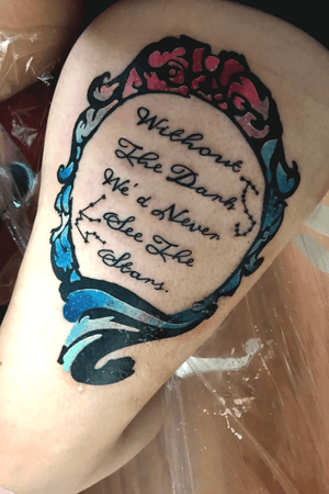 The finished old mirror tattoo #oldmirror #quotetattoo #colortattoo 