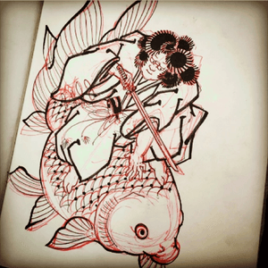 I really want to add to my leg sleeve this #samurai and #goldfish 
