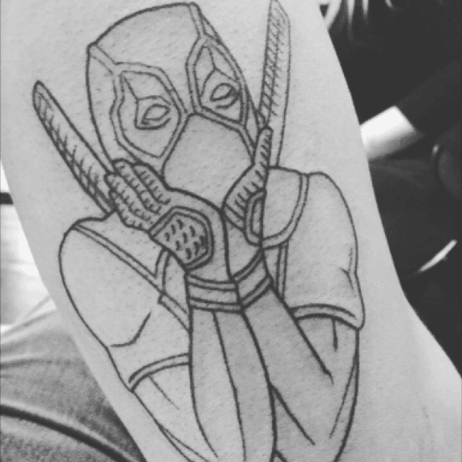 Tattooistchan on Instagram Deadpool tattoo tattoo tattoos deadpool  deadpooltattoo blackandgreytattoo realtattoos realism realismtattoo  toronto