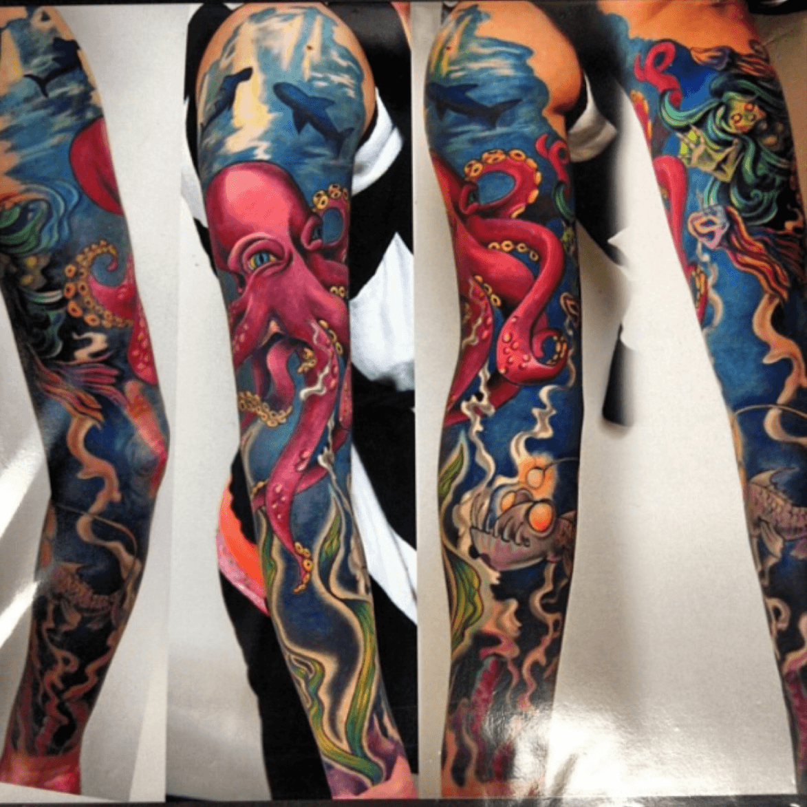 Underwater Coloured Arm Sleeve  Mermaid sleeve tattoos Ocean sleeve  tattoos Mermaid tattoos