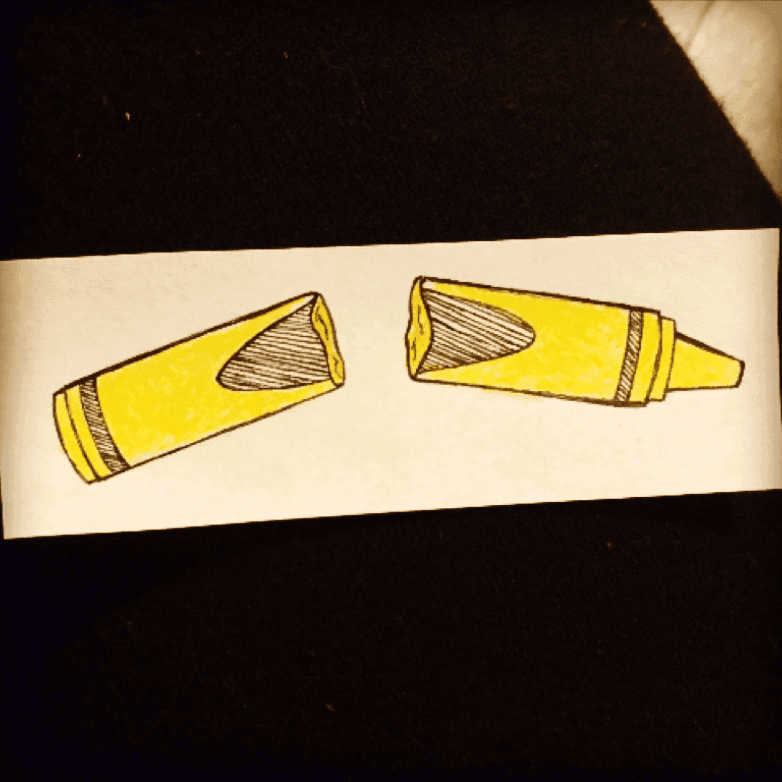 broken yellow crayon