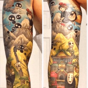 My tattoo dream is to have a Miyazaki sleeve(with an emphasis on Spirited Away and Princess Mononoke). I've been wanting it for yeaaaars. (This is not my work or my tattoo, but it is wonderful!) #megandreamtattoo #awesome #miyazaki #studioghibli 