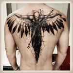 I wish this had information with it. Cool design #backtattoo #wings #body #clock 