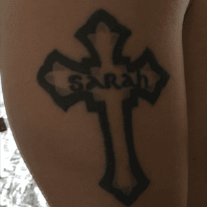 1st Tattoo #sarah #cross #celticfont