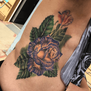 Tattoo was done over my scar from breast cancer surgery. #lizvenom #khantattoostudio #botanical 