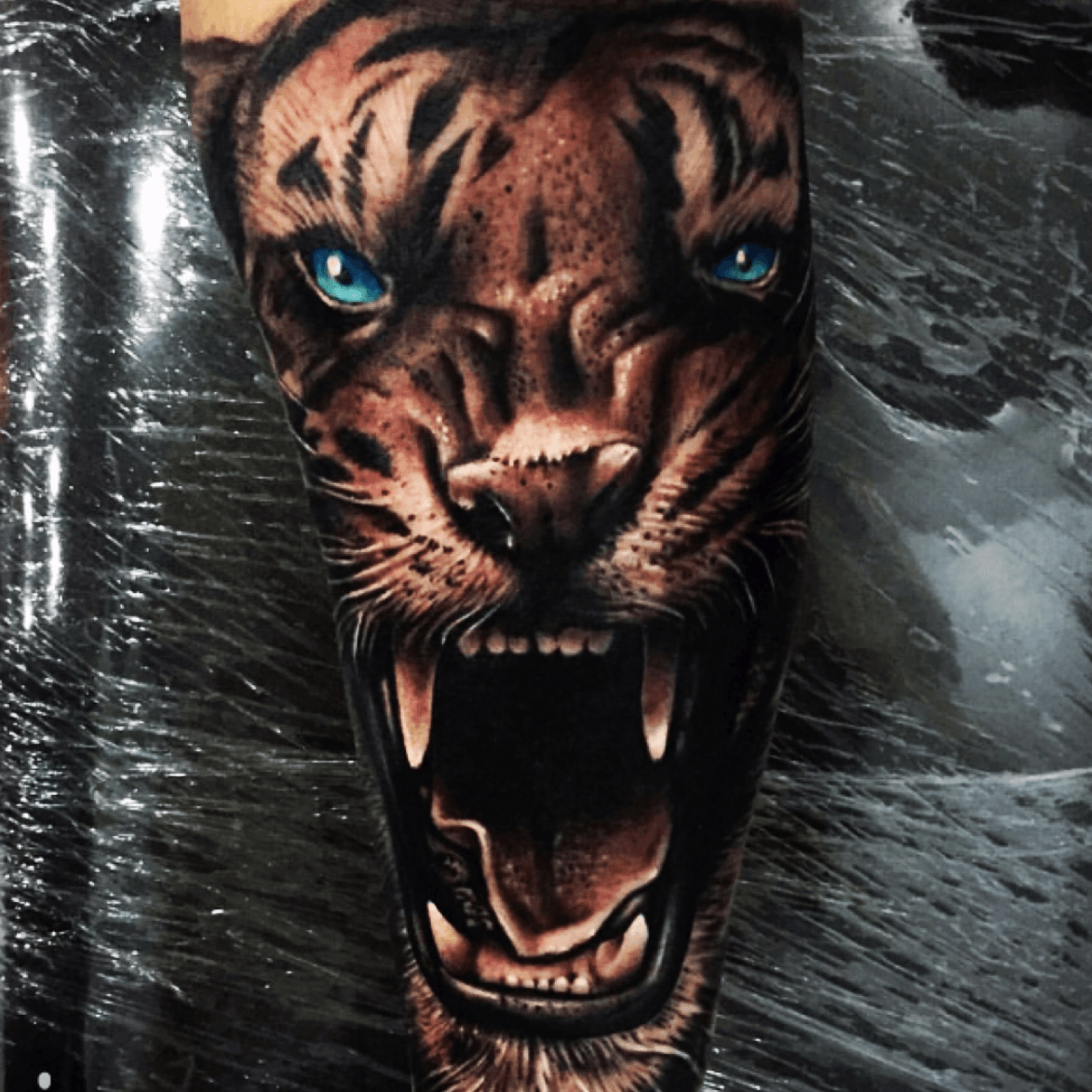 Roaring and Powerful Looking Tiger Face Tattoo  Tattoo Ink Master