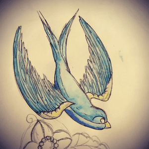 #bird #tattoo #birdtattoo #drawing #drawings #colours #blue #yellow 