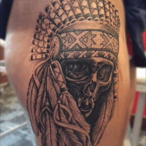 Done recently #tattoo #tattoos #blackandgraytattoo #skull #skulltattoo #indian #indiantattoo 
